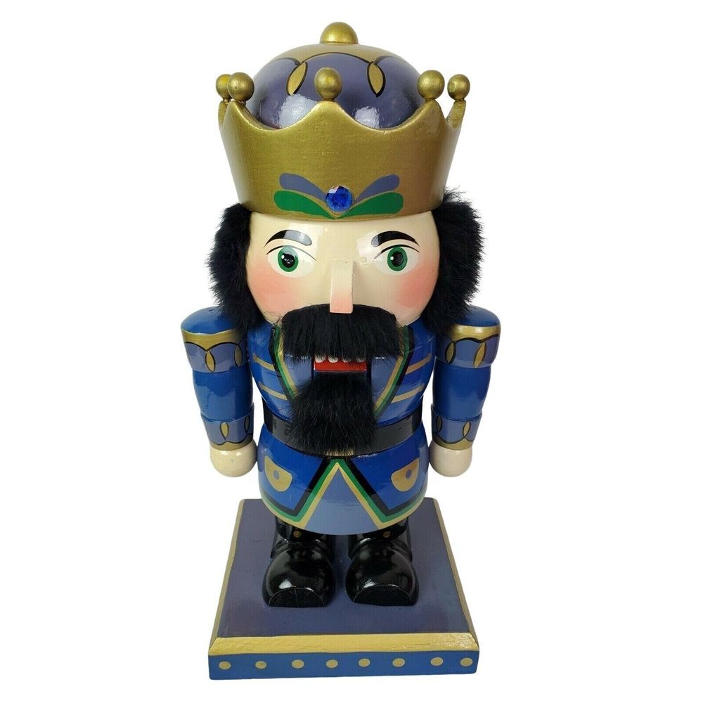 Vintage Deluxe Christmas Nutcracker Wood 13" Blue Soldier Holiday‎ Decor